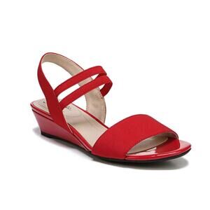 LIFESTRIDE YOLO ANKLE STRAP WEDGE DRESSY SANDALS RED WOMENS 5M Worn Once